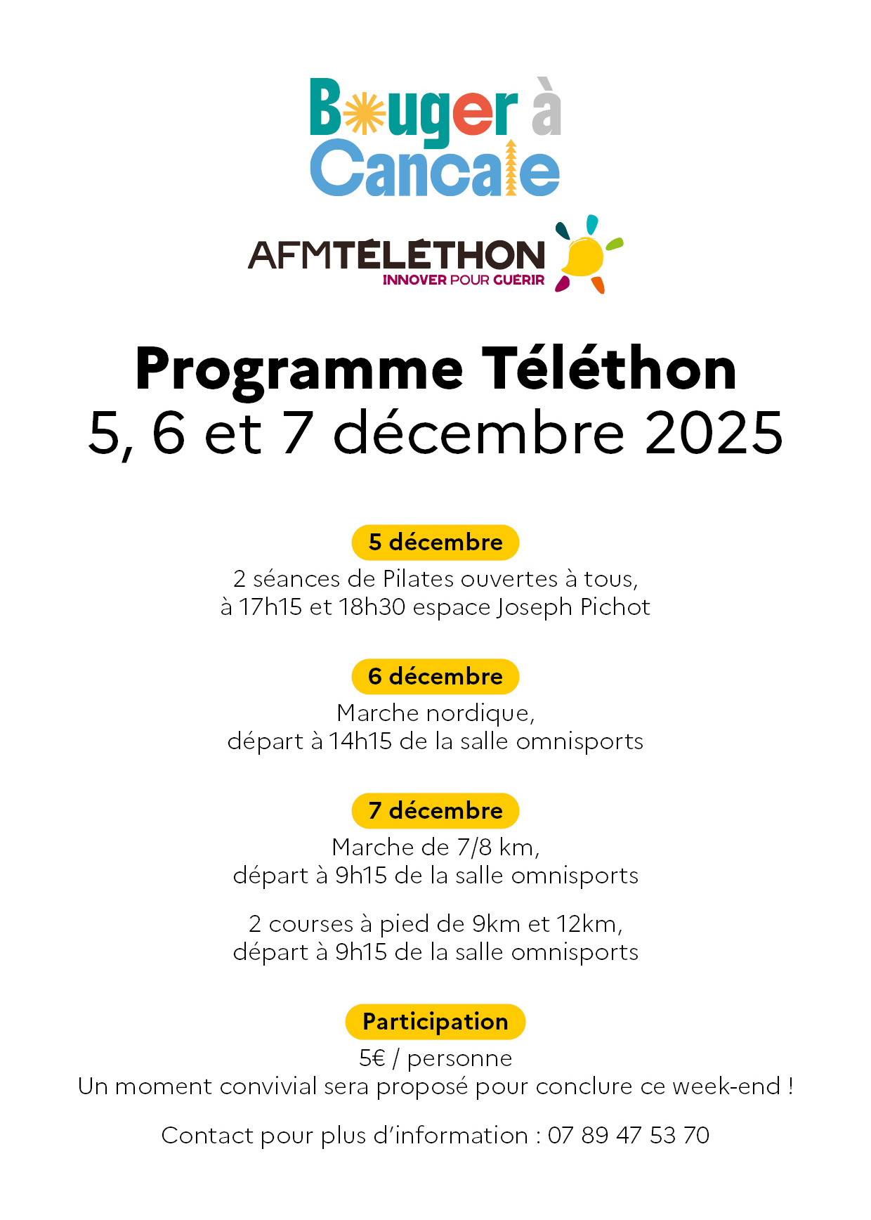 Programme des activités proposées